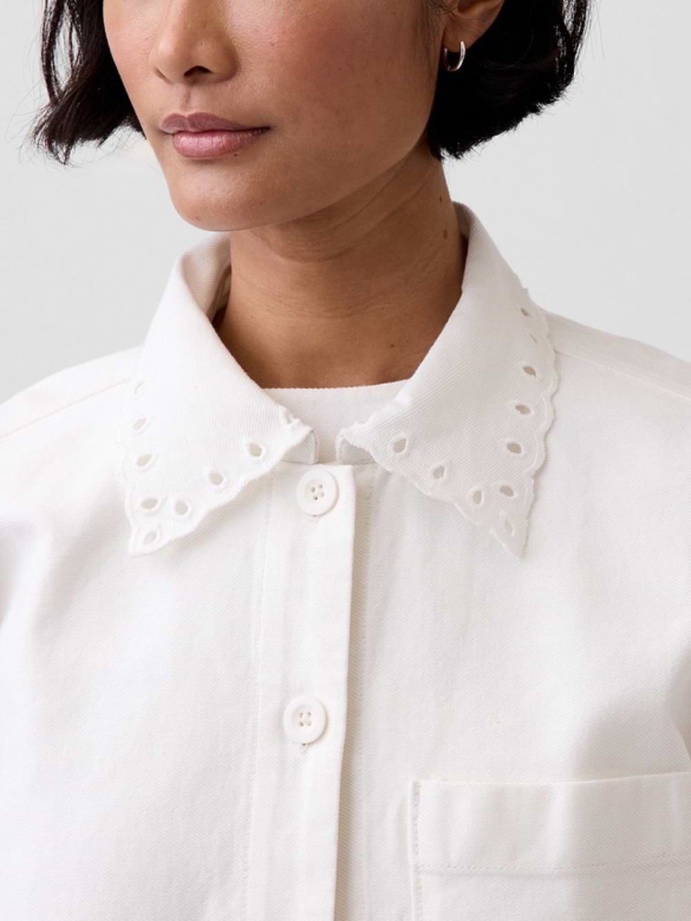 GAP White Eyelet-Collar Denim Jacket